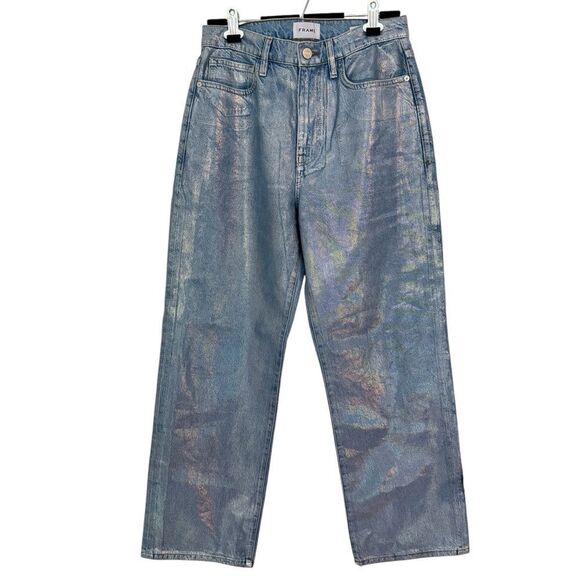 NWT Frame Women's Size 28 Le Jane Crop in Hologram crop jeans wide leg - Picture 3 of 11